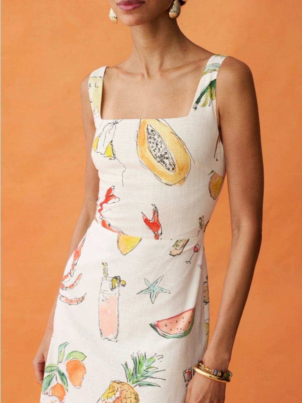 Few Moda Anaya Summer Fruit Print Mini Dress - White - Picture 2 of 7